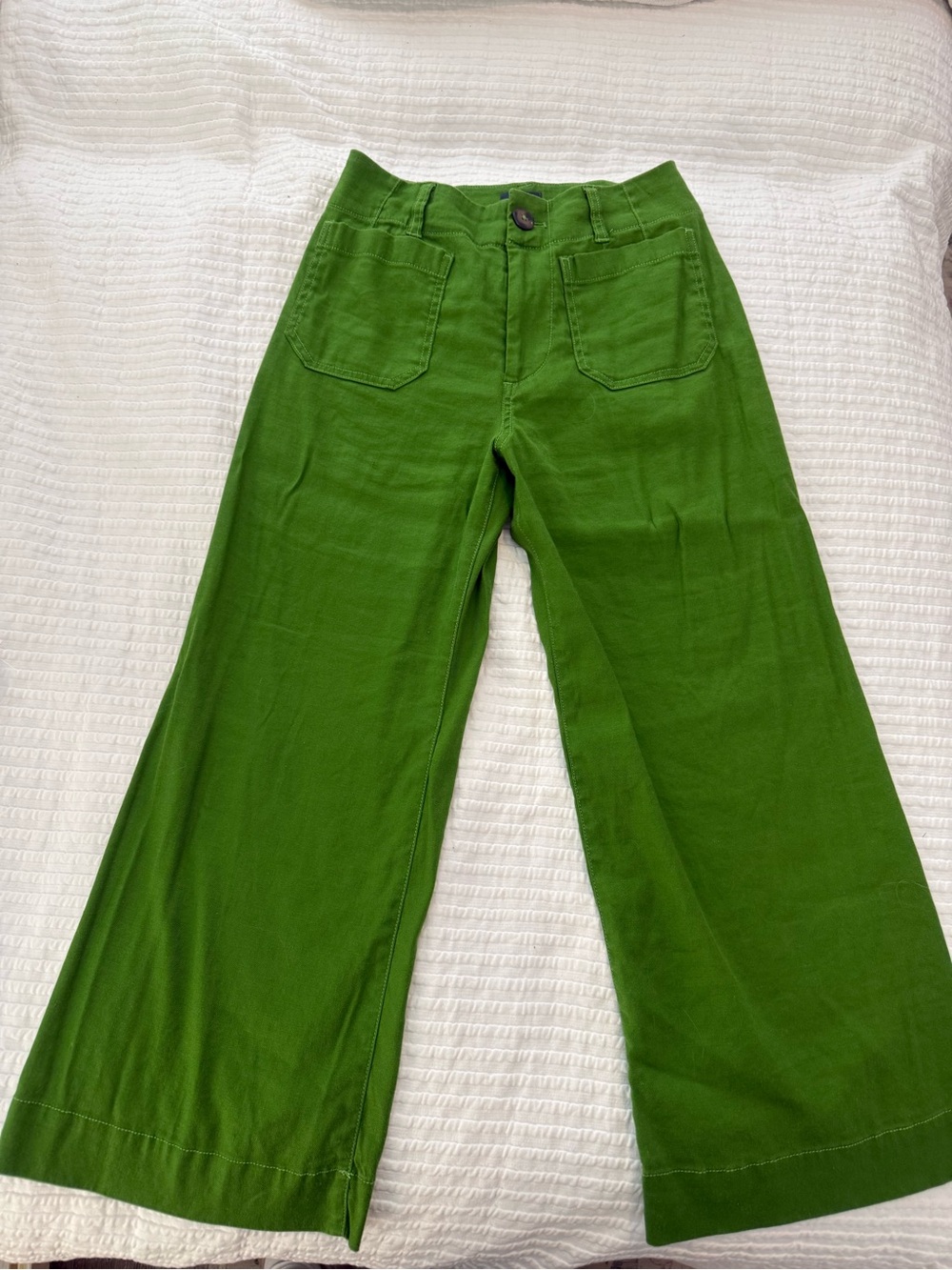 Maeve Anthropologie Green Wide-Leg High-Waist Collette Pants EUC 0768